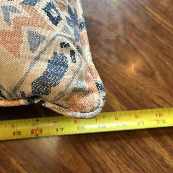 Pier 1 Accent Pillow Peach Blue 19” X19” Square Washable Slip Cover - Picture 5 of 5